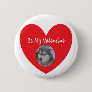 Button Husky Rotes Herz ist mein Valentine