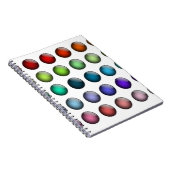 Button-Ikone über farbenfrohen Glanz Notizblock (Rechte Seite)