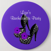 Button-Junggeselinnen-Abschied Lila Leopardenschuh Button (Vorderseite)