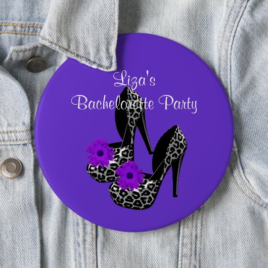 Button-Junggeselinnen-Abschied Lila Leopardenschuh Button (Beispiel)