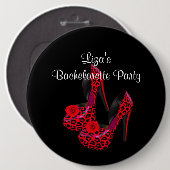 Button Junggeselinnen-Abschied Red Black Shoe (Vorne & Hinten)