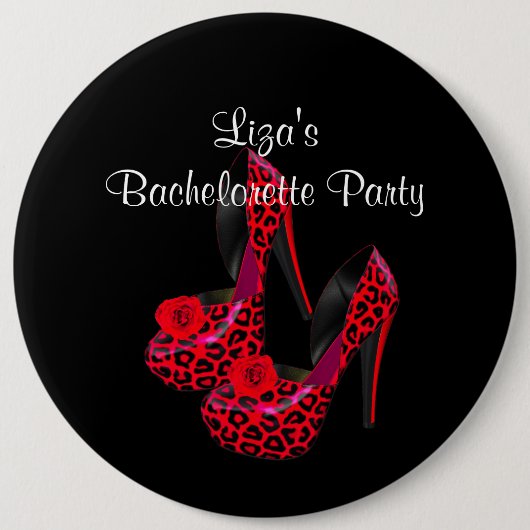 Button Junggeselinnen-Abschied Red Black Shoe (Vorderseite)