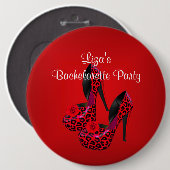 Button Junggeselinnen-Abschied Red Black Shoe (Vorne & Hinten)