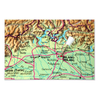 Button Karte der Stadt Mailand, Italien Fotodruck