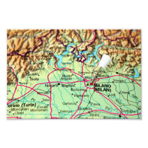 Button-Karte der Stadt von Mailand, Italien Fotodruck
