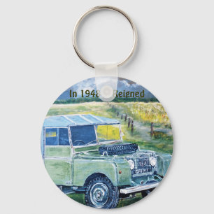 Button Key Ring With Land Rover Print Schlüsselanhänger