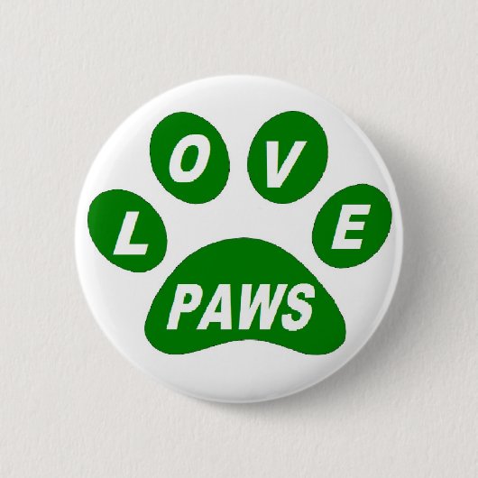 Button-Liebe Paws auf Grün Button (Vorderseite)