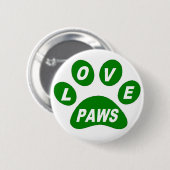 Button-Liebe Paws auf Grün Button (Vorne & Hinten)