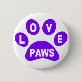 Button-Liebe Paws auf Lila Paws Button (Vorderseite)