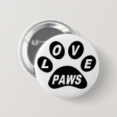 Button-Liebe Paws auf Schwarz Button (Vorne & Hinten)