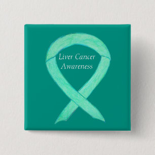 Button "Liver Cancer Jade Awareness Ribbon Art"