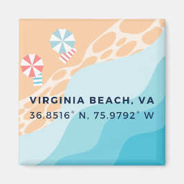 Button Magnet - Koordinaten von Virginia Beach, VA