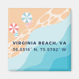 Button Magnet - Koordinaten von Virginia Beach, VA