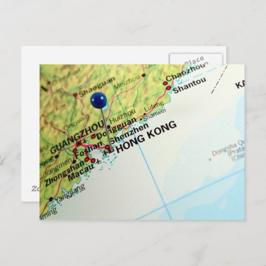 Button Map von Hongkong Postkarte (Vorne/Hinten)