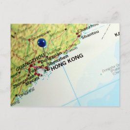 Button Map von Hongkong Postkarte