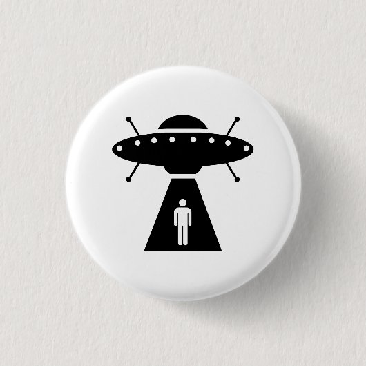 Button mit Außerirdischen-Entführungs-Piktogramm (Vorderseite)