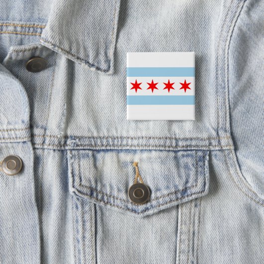 Button mit Flagge von Chicago, Illinois (Beispiel)