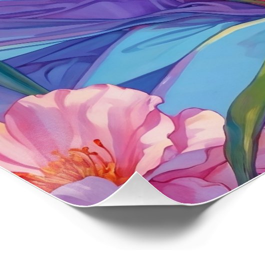 Button mit Ostereier, rosa Blume Poster (Ecke)