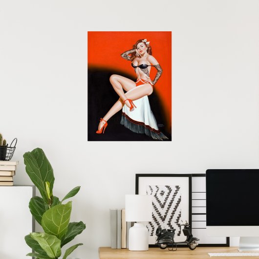 Button mit Spitzen und hohen Absätzen Poster (Heimbüro)