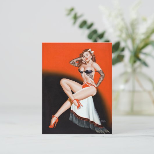 Button mit Spitzen und hohen Absätzen Postkarte (Stehend Vorderseite)