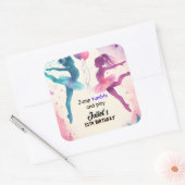 Button Moderne niedliche Jump Girl Gymnastik 10. G Quadratischer Aufkleber (Umschlag)