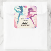 Button Moderne niedliche Jump Girl Gymnastik 10. G Quadratischer Aufkleber (Tasche)