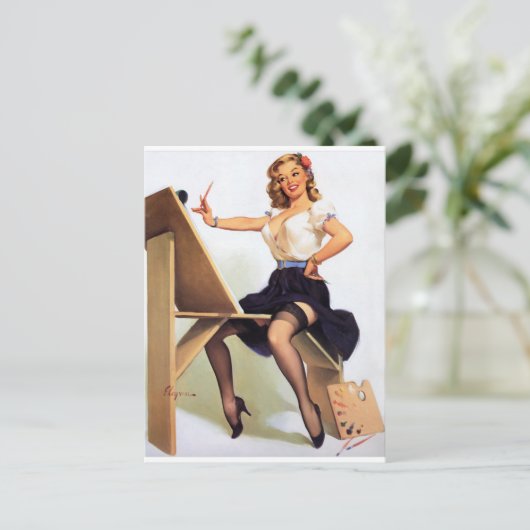 Button nach oben malen postkarte (Stehend Vorderseite)