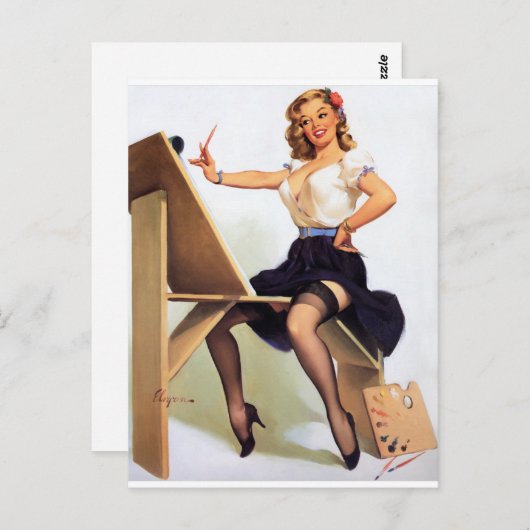 Button nach oben malen postkarte (Vorne/Hinten)