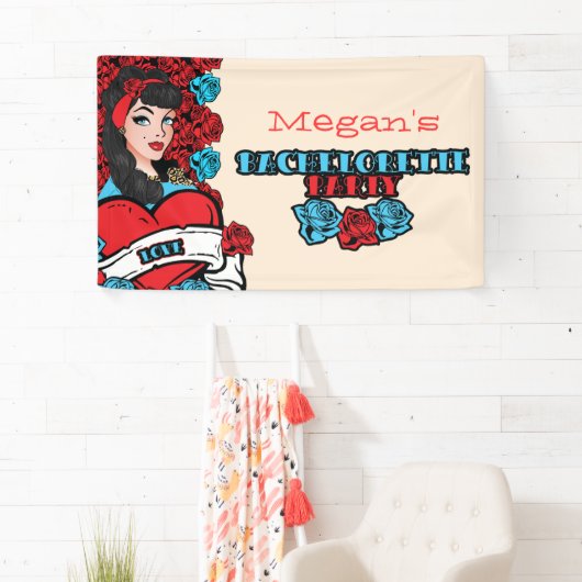 Button-oben Mädchen, Felsen-ein-Billy Party Fahne Banner (Insitu)