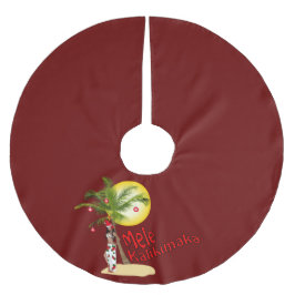 Button-oben Mele Kalikimaka Weihnachtsbaum-Rock Polyester Weihnachtsbaumdecke