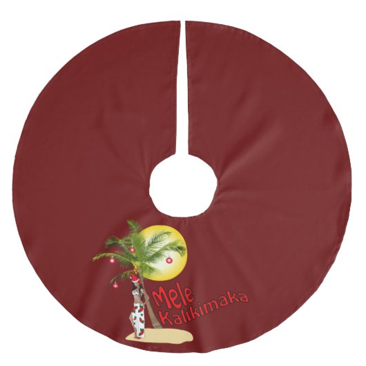 Button-oben Mele Kalikimaka Weihnachtsbaum-Rock Polyester Weihnachtsbaumdecke (Vorderseite)