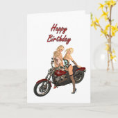 Button-oben Radfahrermädchen-Geburtstagskarte Karte (Gelbe Blume)
