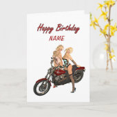 Button-oben Radfahrermädchen-Geburtstagskarte Karte (Gelbe Blume)