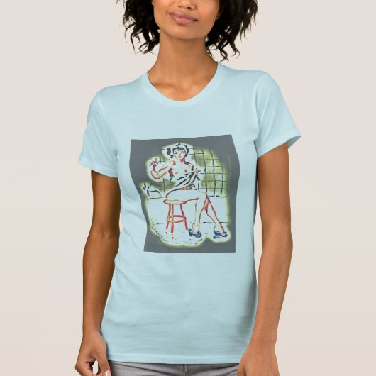 Button-oben Vintager T - Shirt (Badezimmer) (Vorderseite)