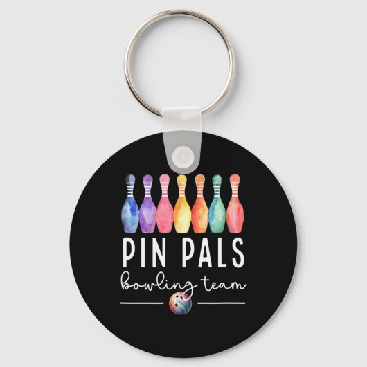 Button Pals Bowling Ball Funny Womens Matching Bow Schlüsselanhänger (Vorderseite)
