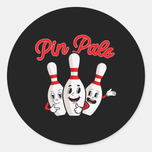 Button Pals - Bowling Bowler Runder Aufkleber (Vorderseite)
