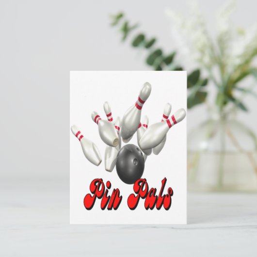 Button Pals Bowling Postkarte (Stehend Vorderseite)