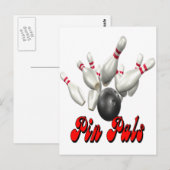 Button Pals Bowling Postkarte (Vorne/Hinten)