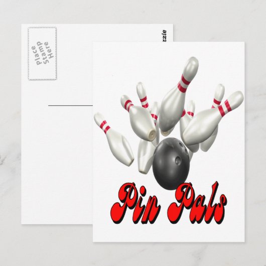 Button Pals Bowling Postkarte (Vorne/Hinten)