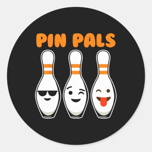 Button Pals Niedlich Funny Bowling Runder Aufkleber (Vorderseite)