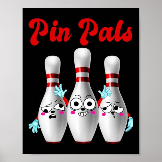 Button Pals Niedliches Bowling Shirt für Männer Fr Poster (Vorne)