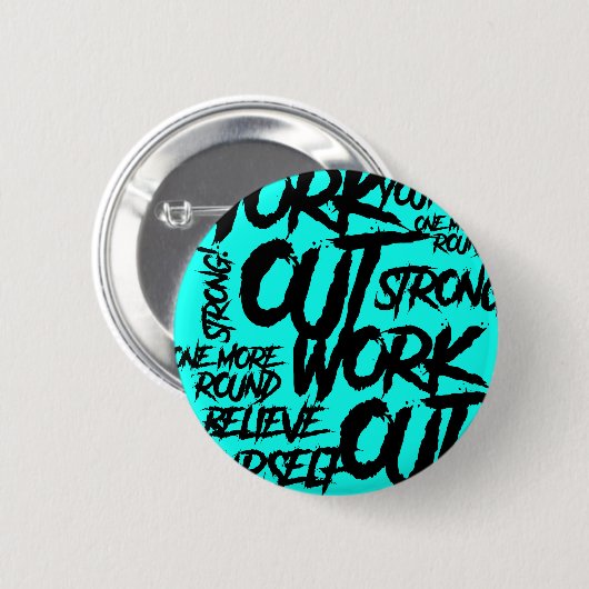 Button Pin Workout Motivation Teal Gym Badge (Vorne & Hinten)