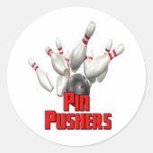 Button Pushers Bowling Runder Aufkleber (Vorderseite)