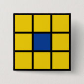 Button Quadrate Blume Gelb Blau (Vorderseite)