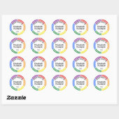 Button RAYS Regenbogen 1 + Ihr Backgr. & Text Runder Aufkleber (Blatt)