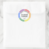 Button RAYS Regenbogen 1 + Ihr Backgr. & Text Runder Aufkleber (Tasche)