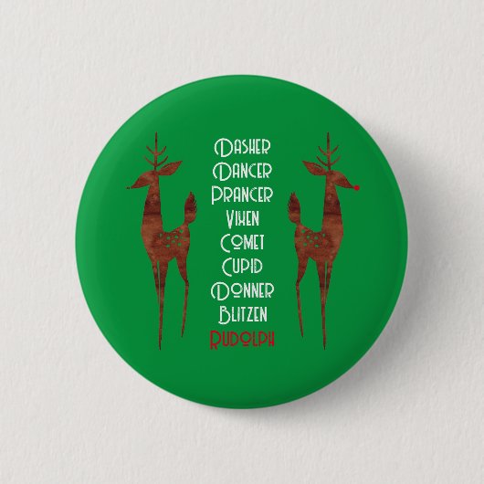 Button - Rentier des Weihnachtsmanns - Rudolph (Vorderseite)