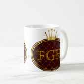 Button RETRO GOLD CROWNS + Ihr Monogramm Kaffeetasse (VorderseiteRechts)