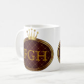 Button RETRO GOLD CROWNS + Ihr Monogramm Kaffeetasse (Vorderseite Links)