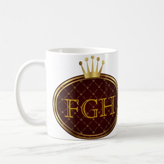 Button RETRO GOLD CROWNS + Ihr Monogramm Kaffeetasse (Links)
